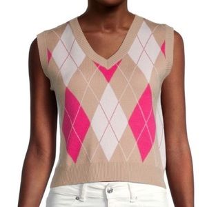 BNWT Tan & Pink Argyle Sweatervest
